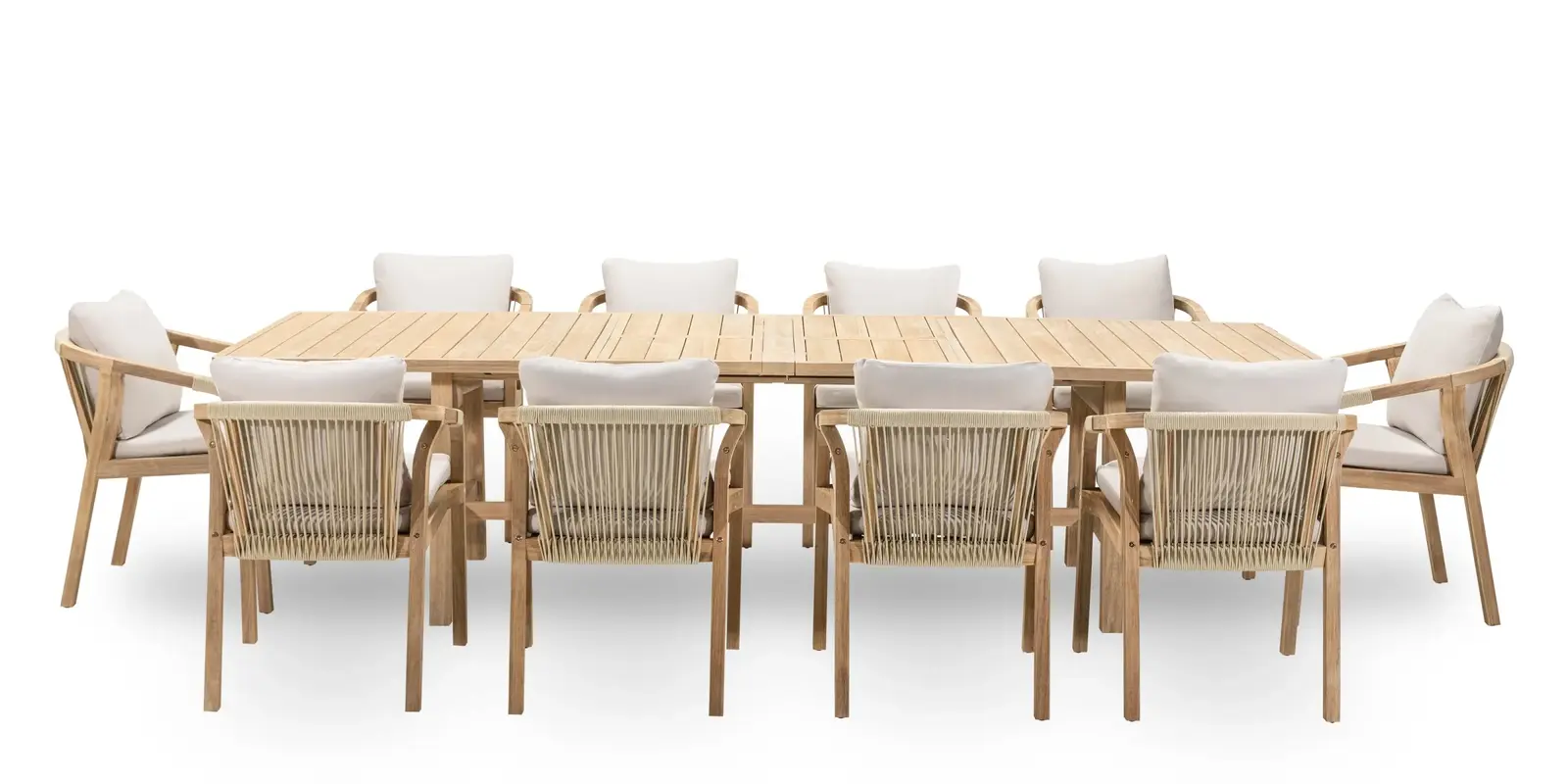 Sada zahradního nábytku s rozkládacím stolem Castello pro 10 osob z masivu akáciové dřevo/béžová