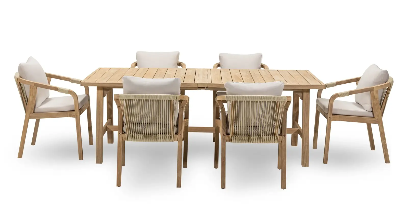 Sada zahradního nábytku s rozkládacím stolem Castello pro 6 osob z masivu akáciové dřevo/béžová