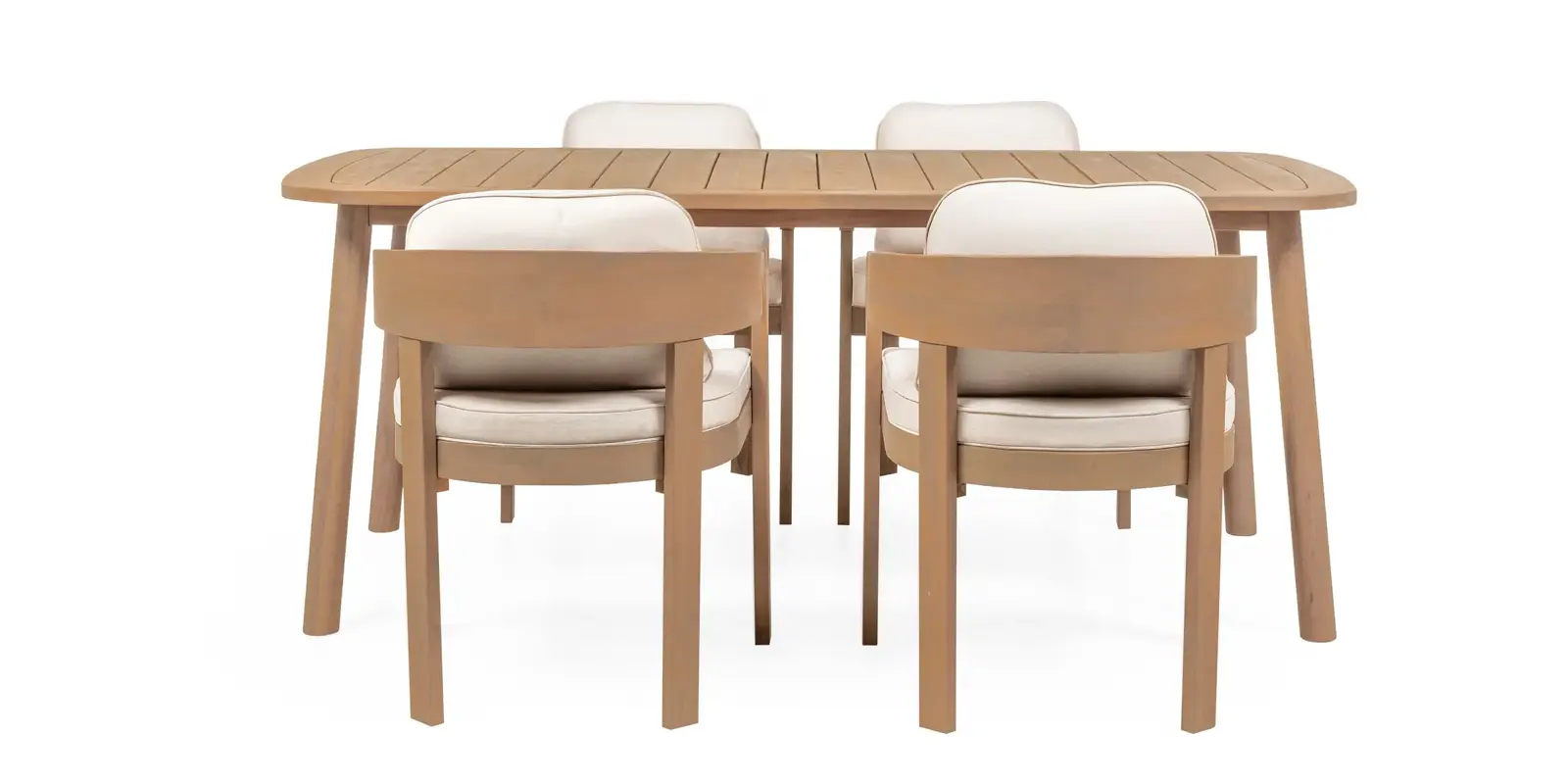 Sada zahradního nábytku Satori 183 cm pro 4 osoby z masivu akáciové dřevo teak/béžová