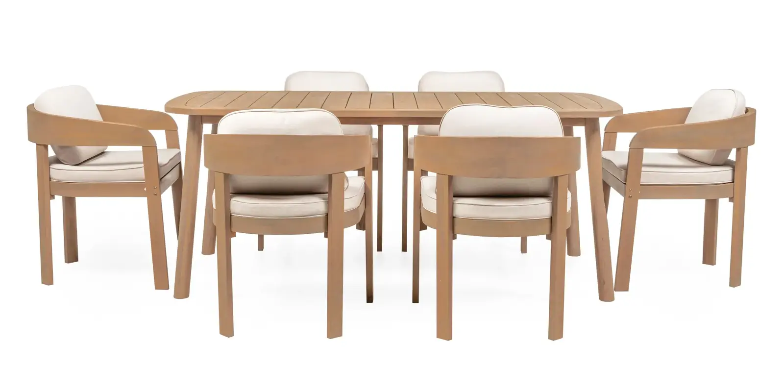 Sada zahradního nábytku Satori 183 cm pro 6 osob z masivu akáciové dřevo teak/béžová