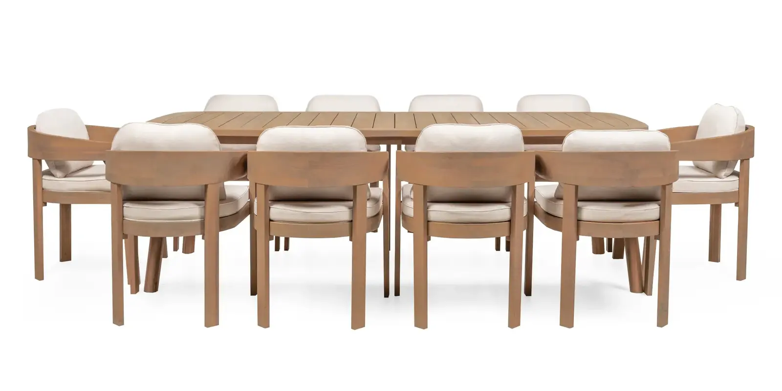 Sada zahradního nábytku Satori 240 cm pro 10 osob z masivu akáciové dřevo teak/béžová