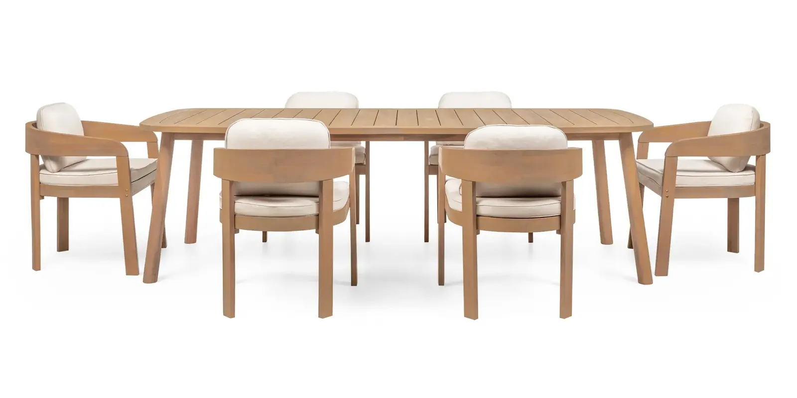 Sada zahradního nábytku Satori 240 cm pro 6 osob z masivu akáciové dřevo teak/béžová