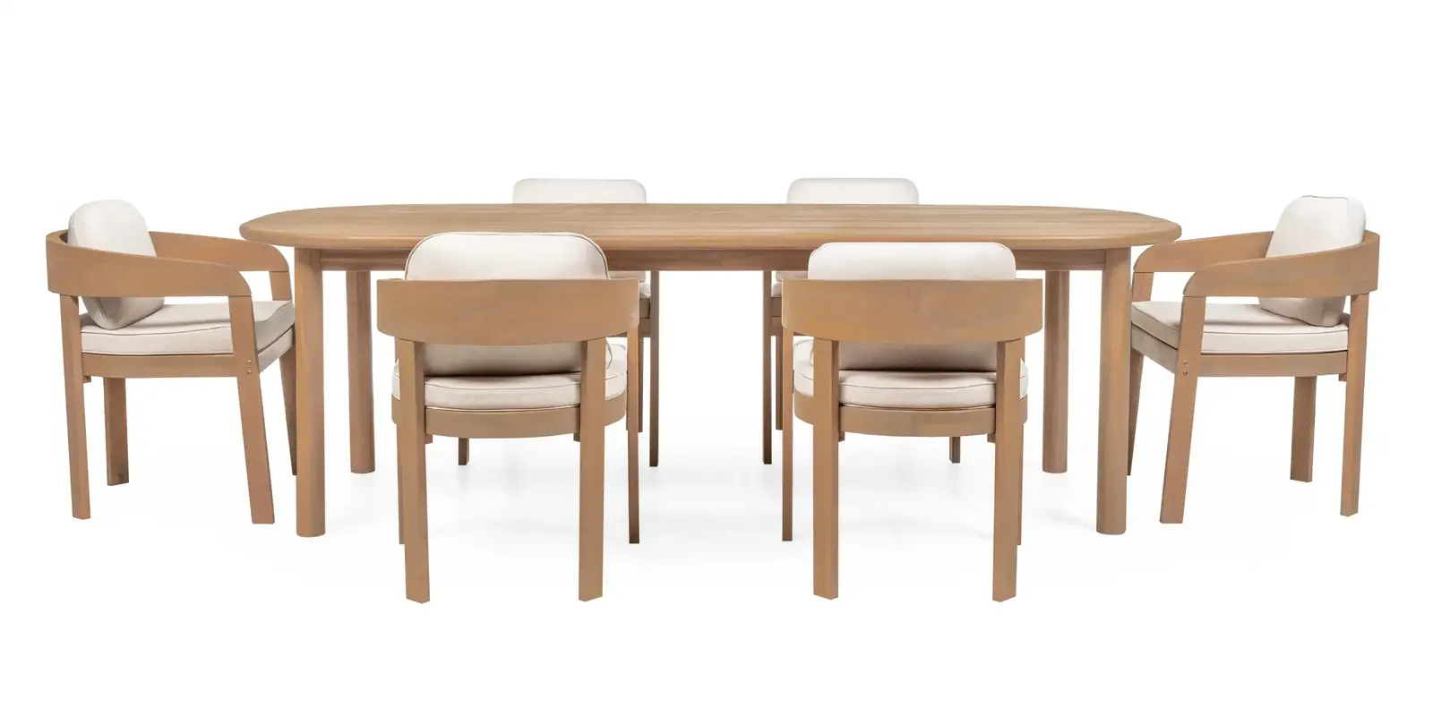 Sada zahradního nábytku Satori 240 cm pro 6 osob z masivu akáciové dřevo teak/béžová II