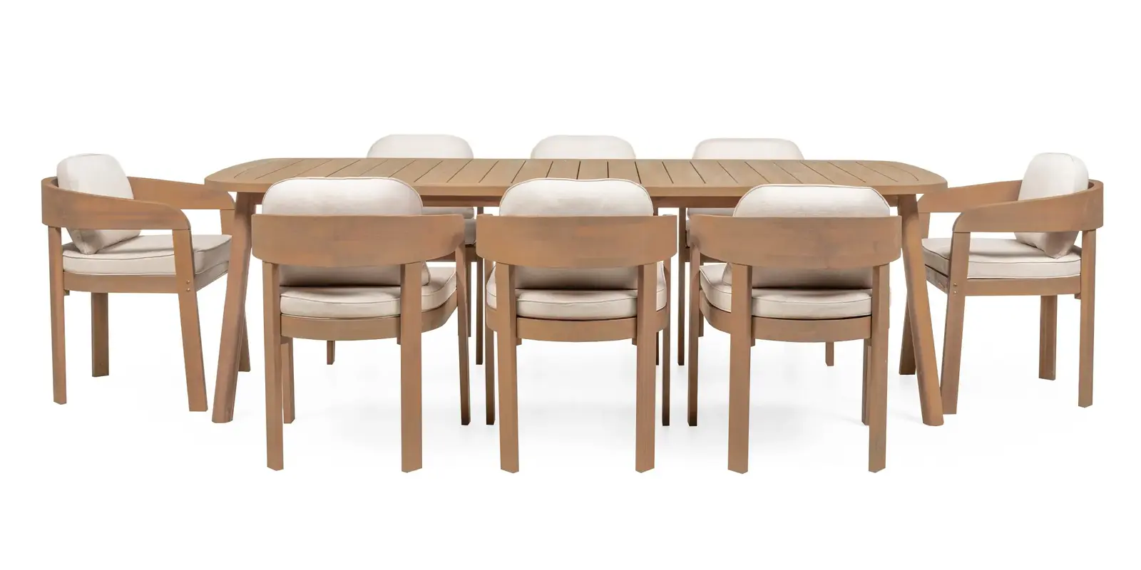 Sada zahradního nábytku Satori 240 cm pro 8 osob z masivu akáciové dřevo teak/béžová