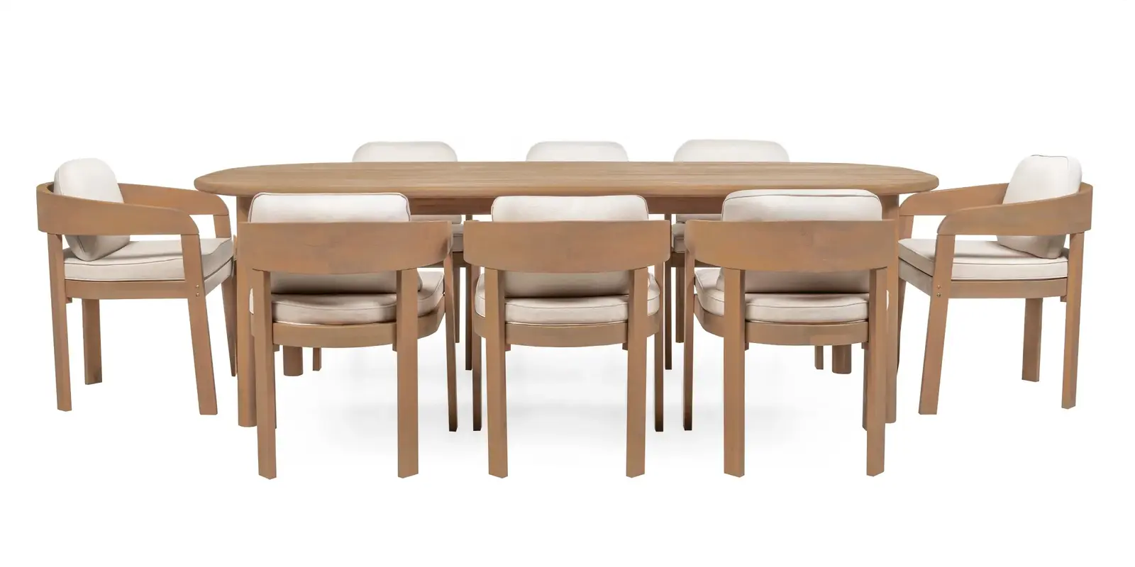 Sada zahradního nábytku Satori 240 cm pro 8 osob z masivu akáciové dřevo teak/béžová II