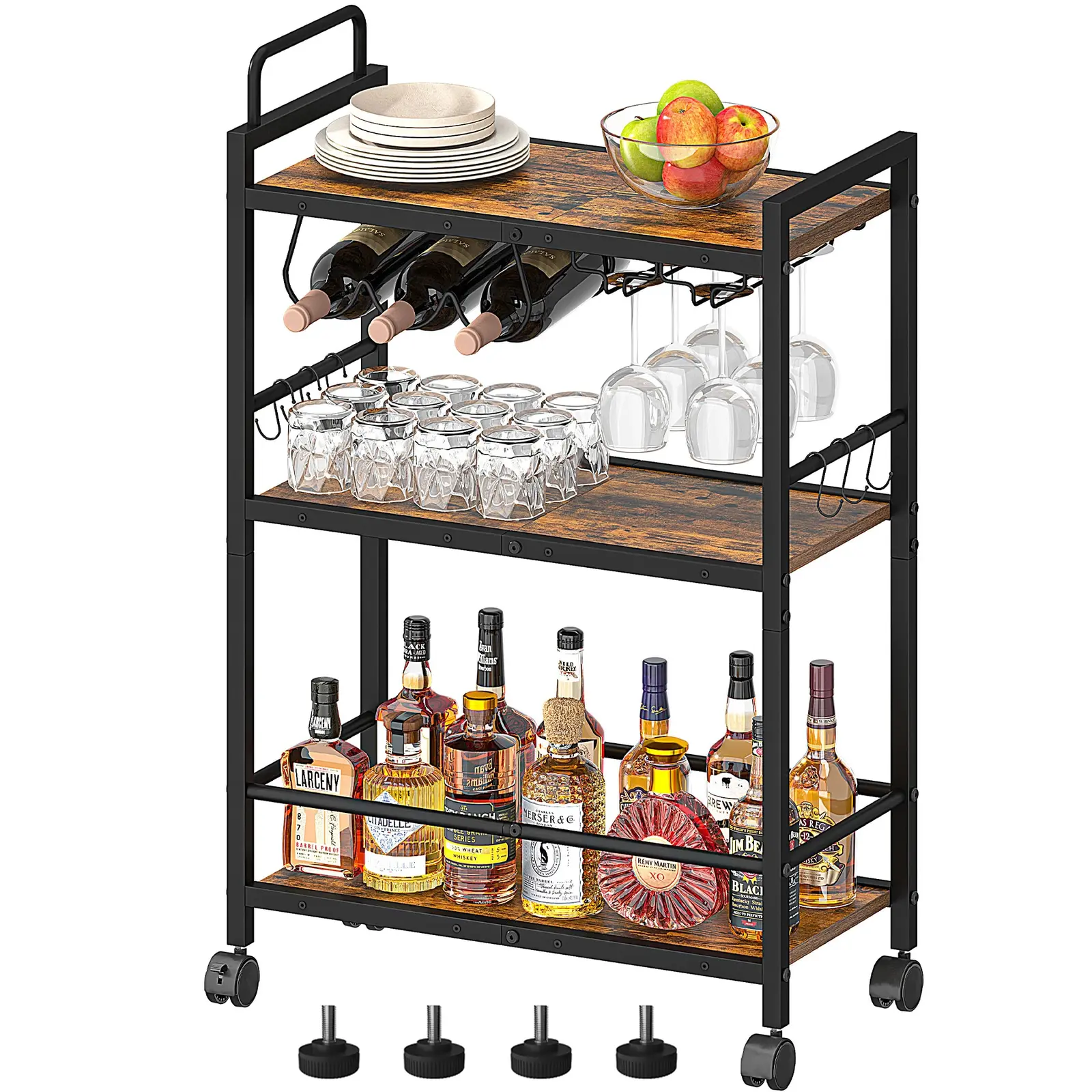 Servírovací vozík Houseland Lexo hnědý/černý