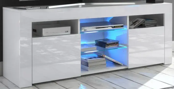 TV stolek Puzzo 120 cm bílý lesk