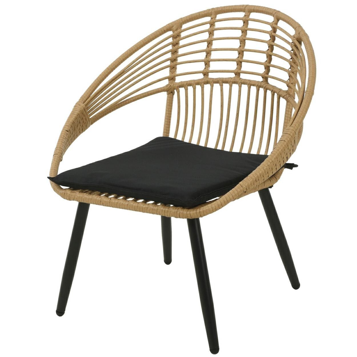 Zahradní křeslo Oleg z umělého ratanu černé/hnědé