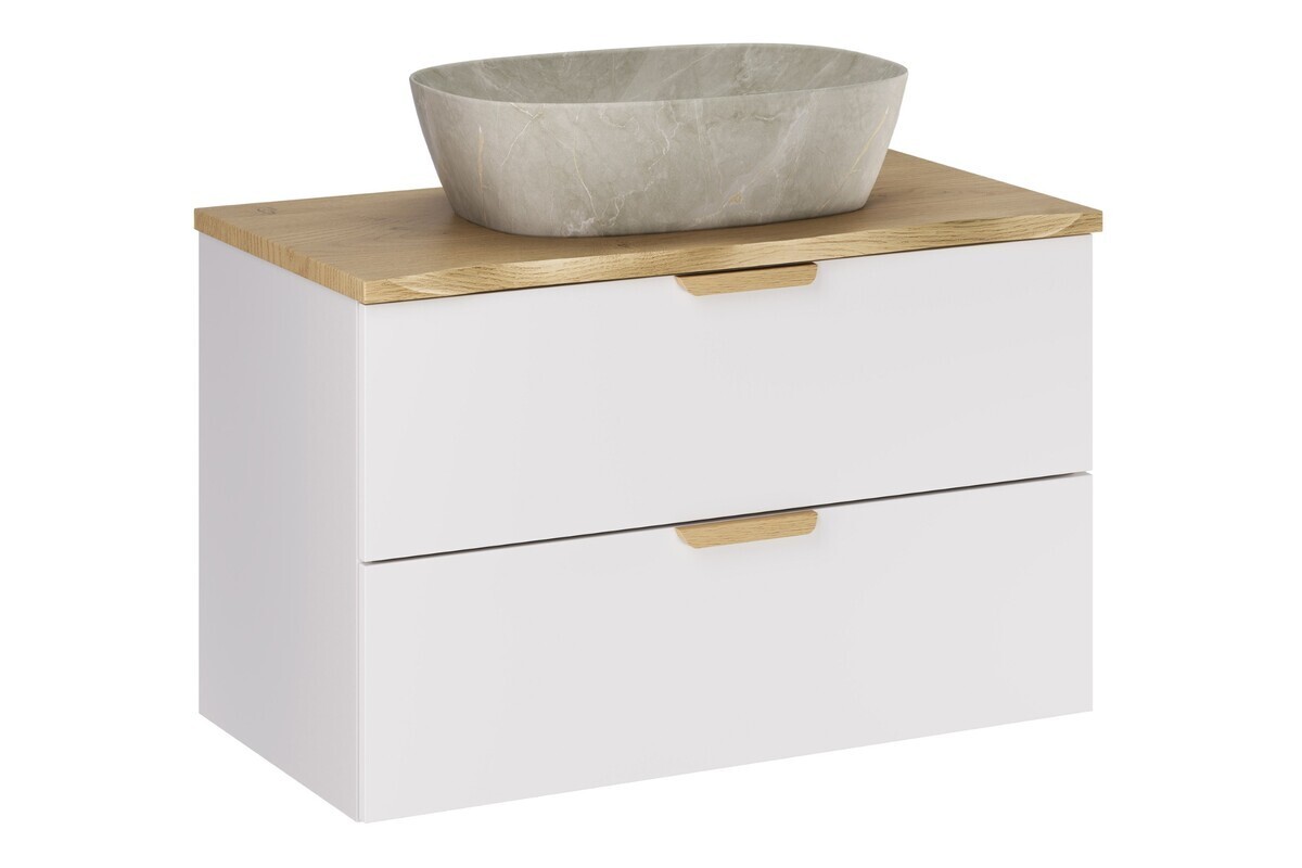 Závěsná skříňka Aster Nature Anna s deskou a umyvadlem 80 cm bílá/dub cremona