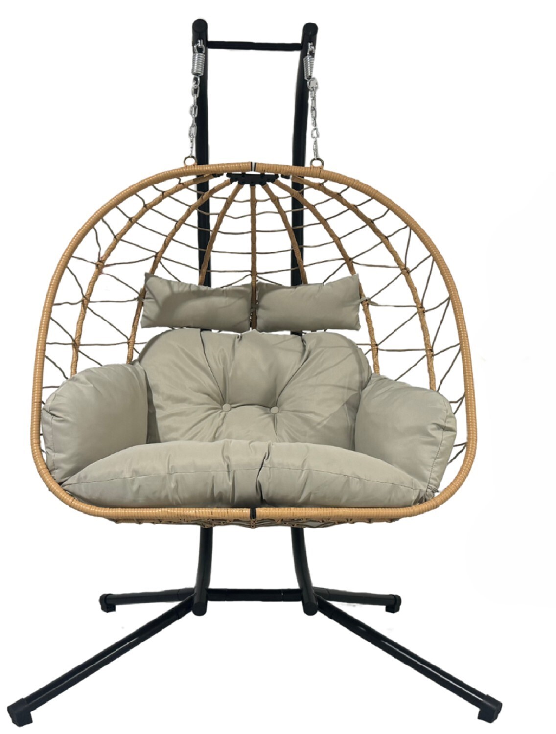 Závěsné skládací houpací křeslo Luvo černé/šedé