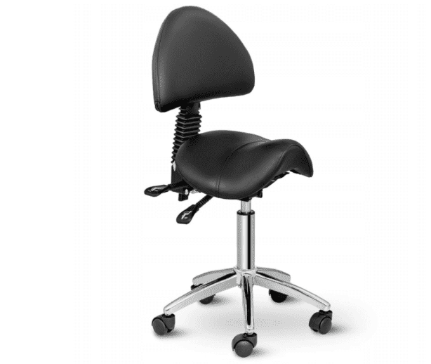 Kozmetická stolička sedlová s operadlom 550 – 690 mm, nosnosť 150 kg, čierna