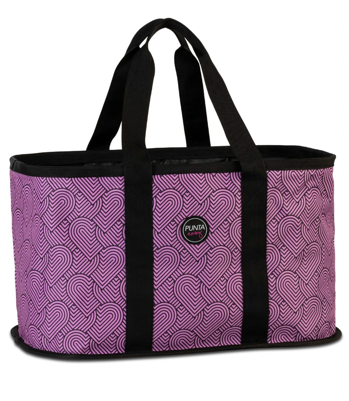Skladací nákupný košík Punta Easy 46x27x28, 34 L - srdiečka lila