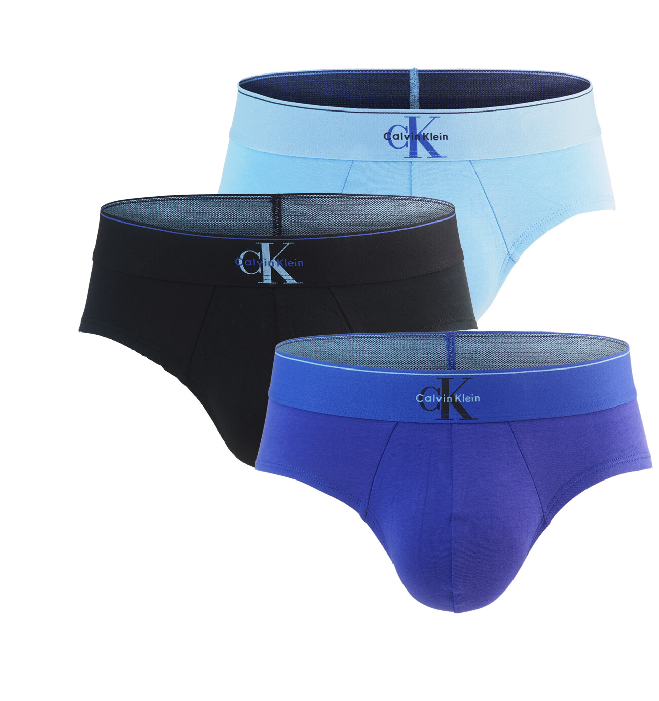 Calvin Klein - slipy 3PACK Graphic monogram cotton stretch blue / black tones