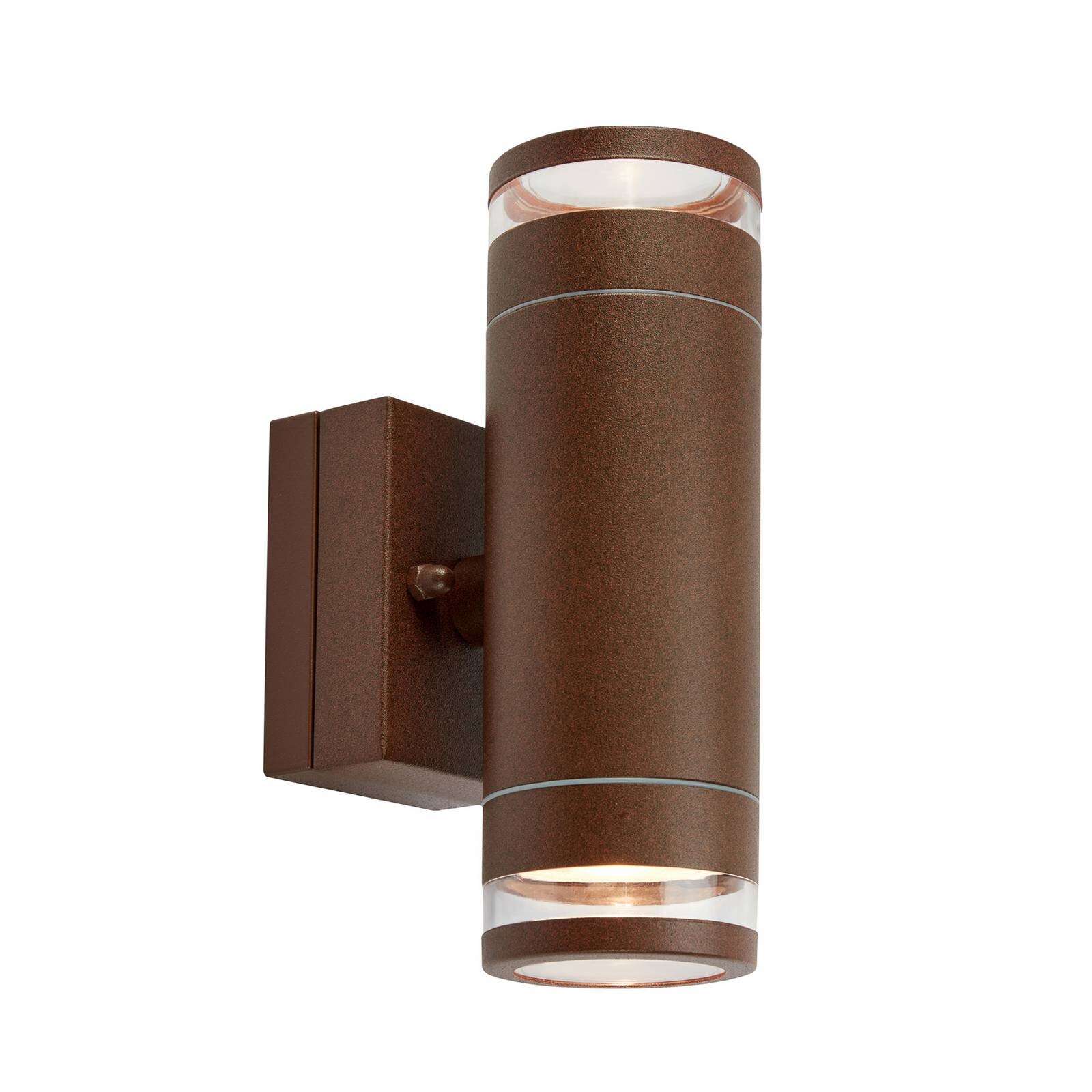 LED vonkajšie nástenné svietidlo Luno, hnedé, 2-pl., IP65, stmievateľné.