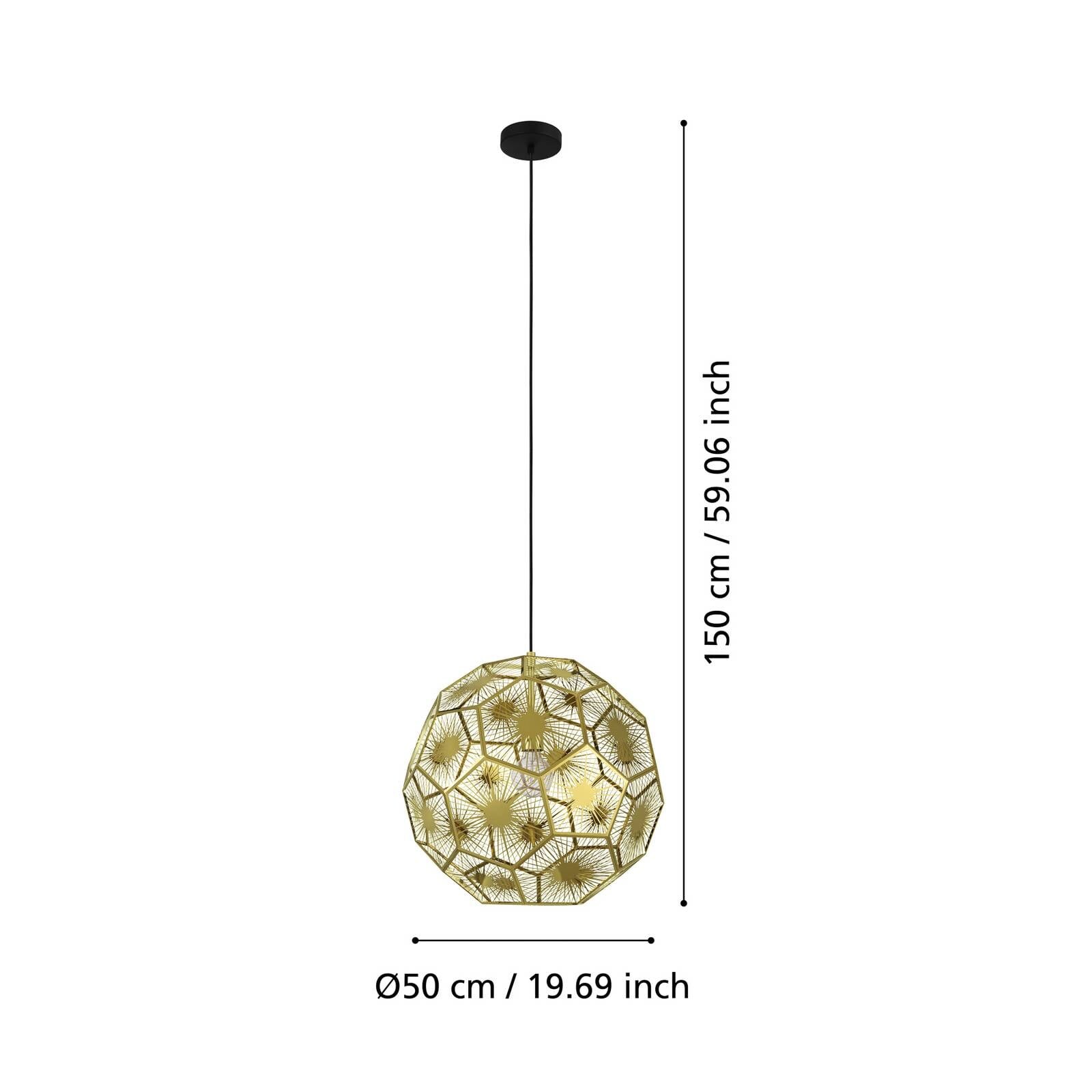 Závesné svietidlo Skoura, mosadzová farba, Ø 50 cm, oceľ, E27