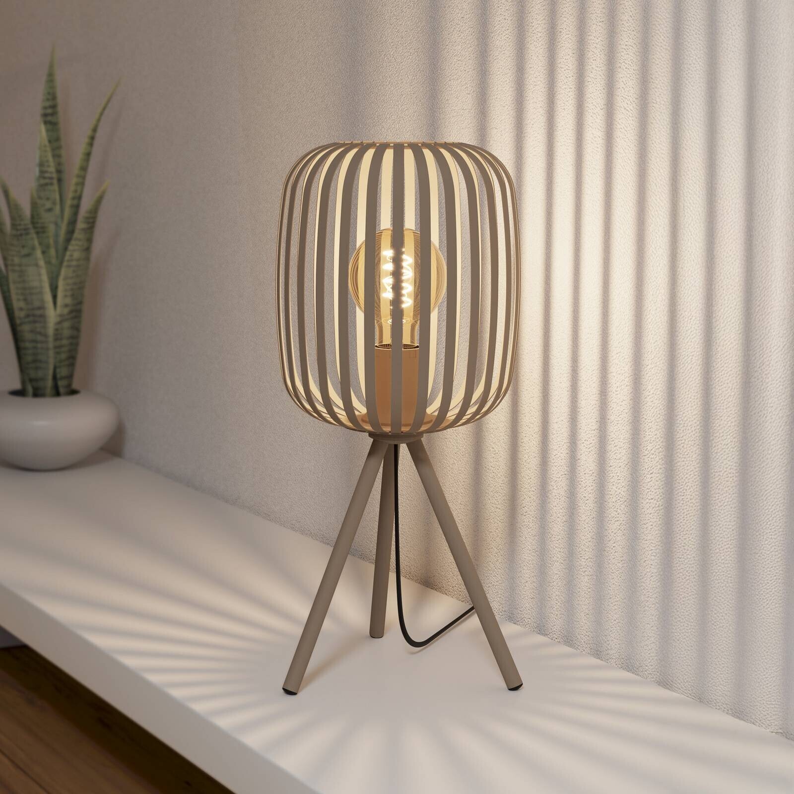 Stolová lampa Romazzina, béžová, výška 44 cm, kov, E27