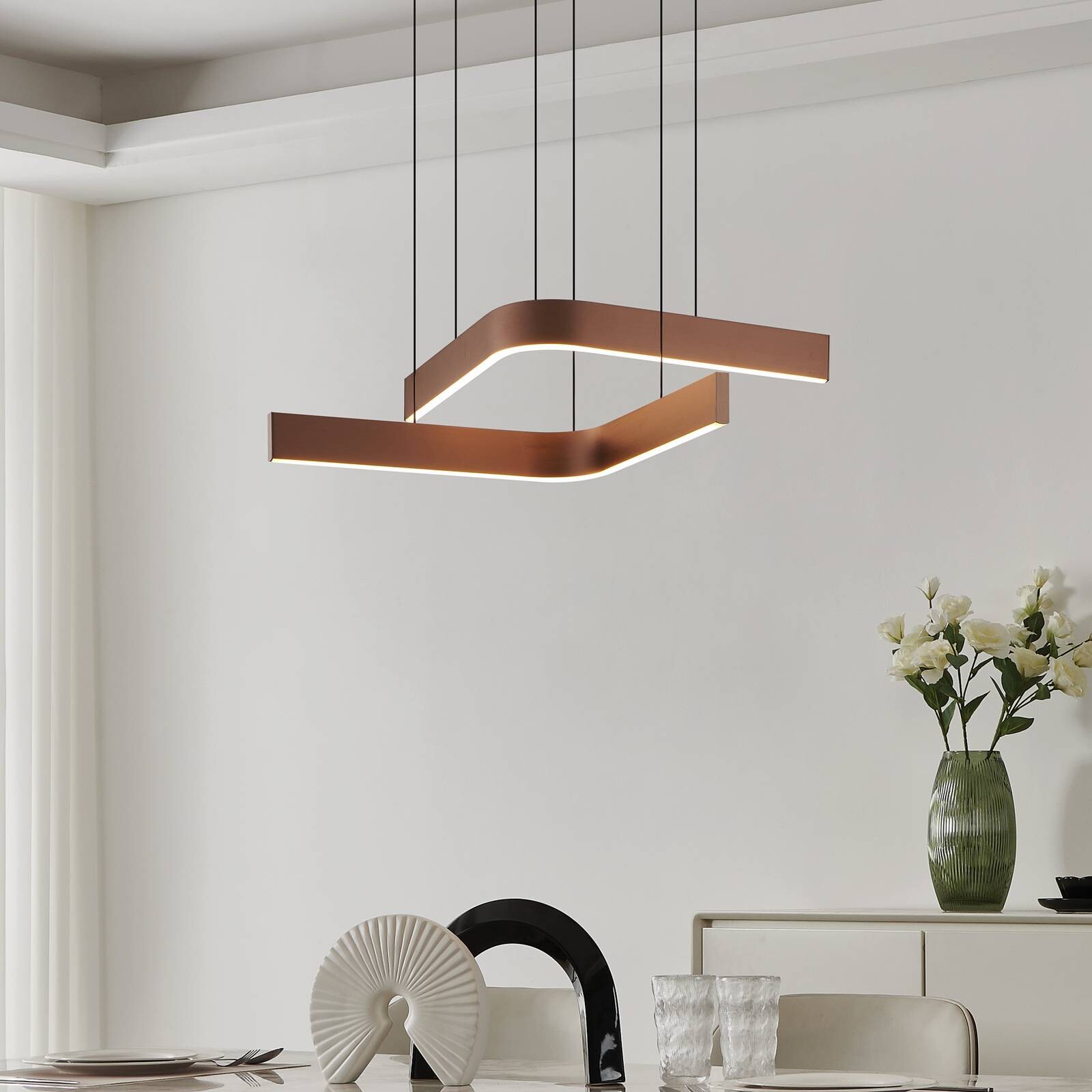 LED inteligentné závesné svietidlo Folcino-Z, bronzová, 64 cm, CCT