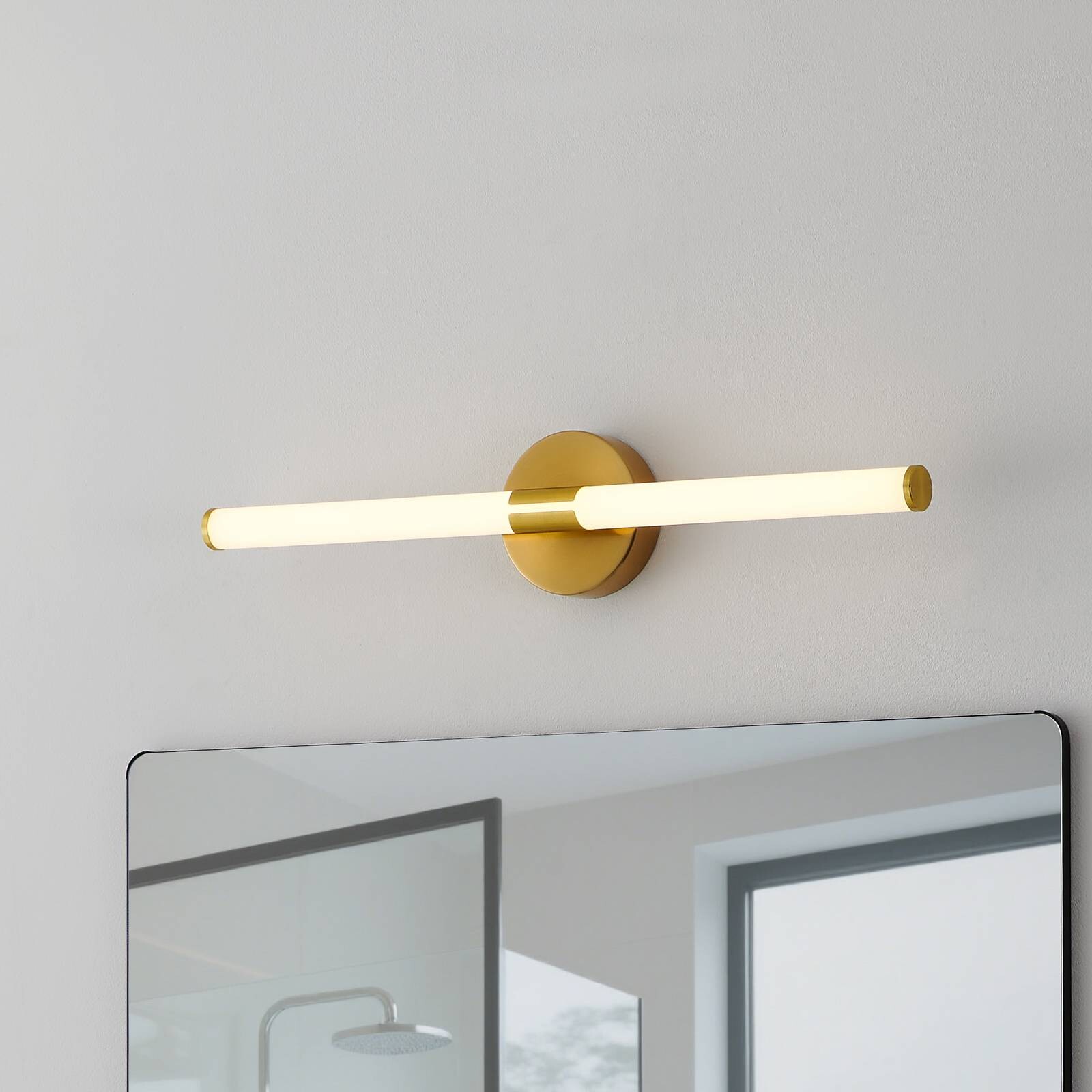 LED nástenné svetlo Ramola, mosadzná farba, šírka 60 cm, IP44, CCT