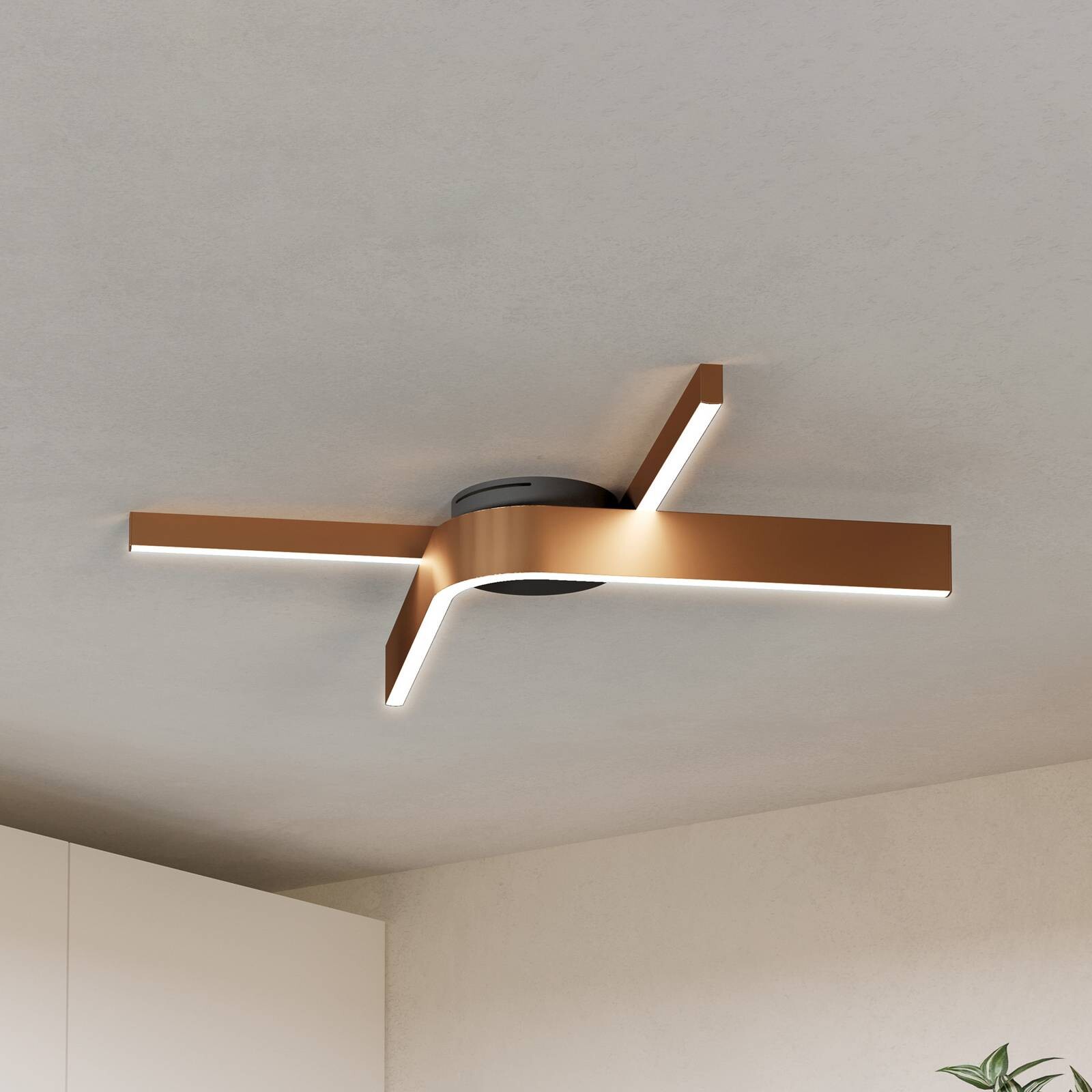 Stropné LED svetlo Folcino-Z, bronzová farba, 64 cm, CCT