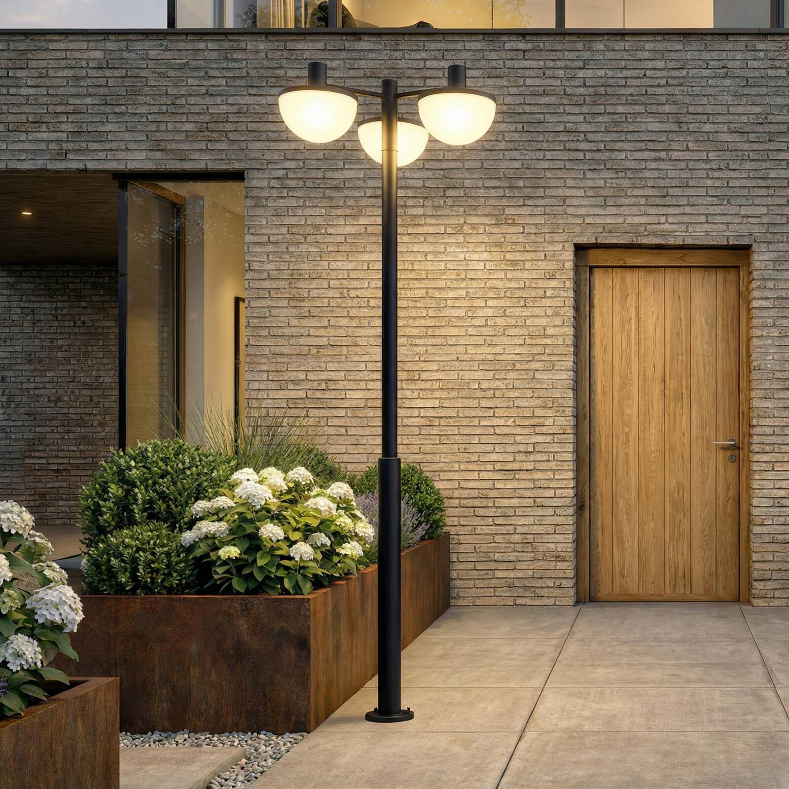 Exterierové LED svietidlo Lucande Toras, čierne, 3-pl., stmievateľné podľa CCT