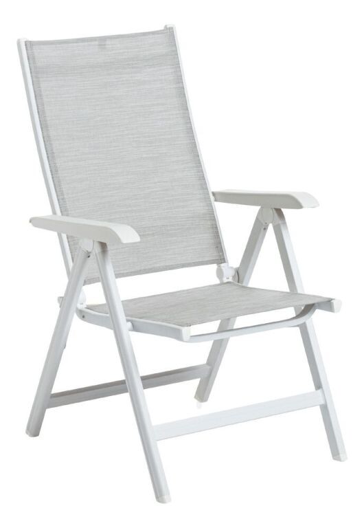 Záhradné polohovacie kreslo BASIC PLUS, biele/svetlošedé