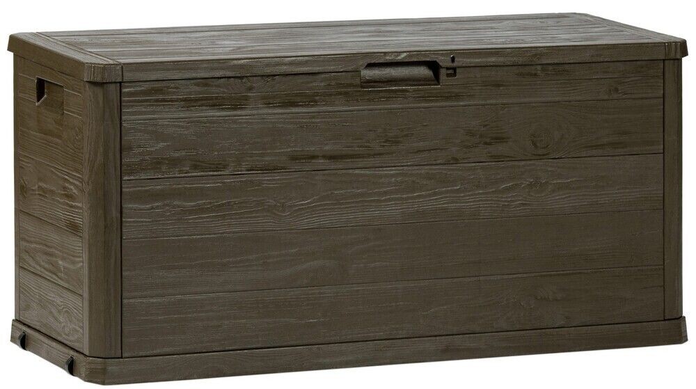 Záhradný plastový úložný box 280 l, imitácia dreva, hnedý