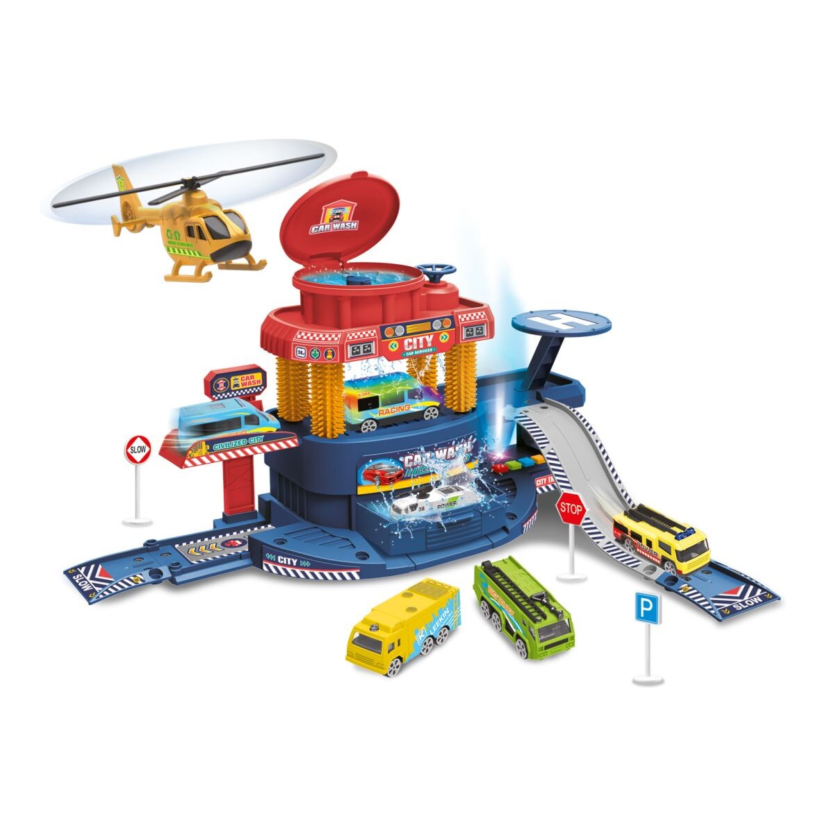 Sparkys Veľký SET garáž 32 ks s autom meniacim farbu a lietadlom