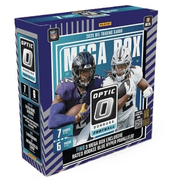 Panini 2025 Panini Donruss Optic NFL Football Mega Box (Blue Hyper Parallels)