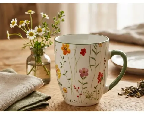 Hrnček Poľné kvety 330 ml, žltý/zelený%