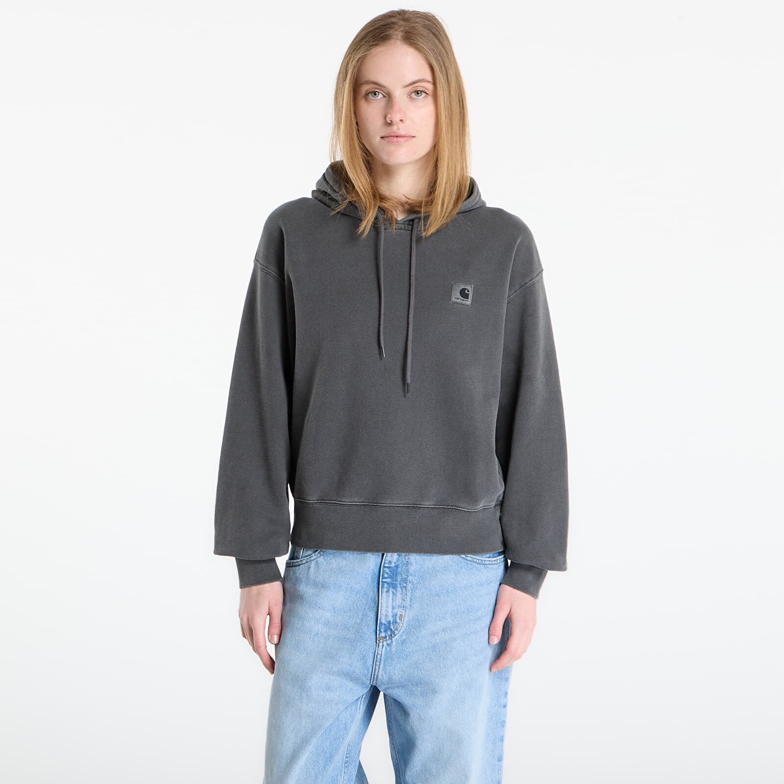 Mikina Carhartt WIP W' Hooded Nelson Sweat Black Garment Dyed XS