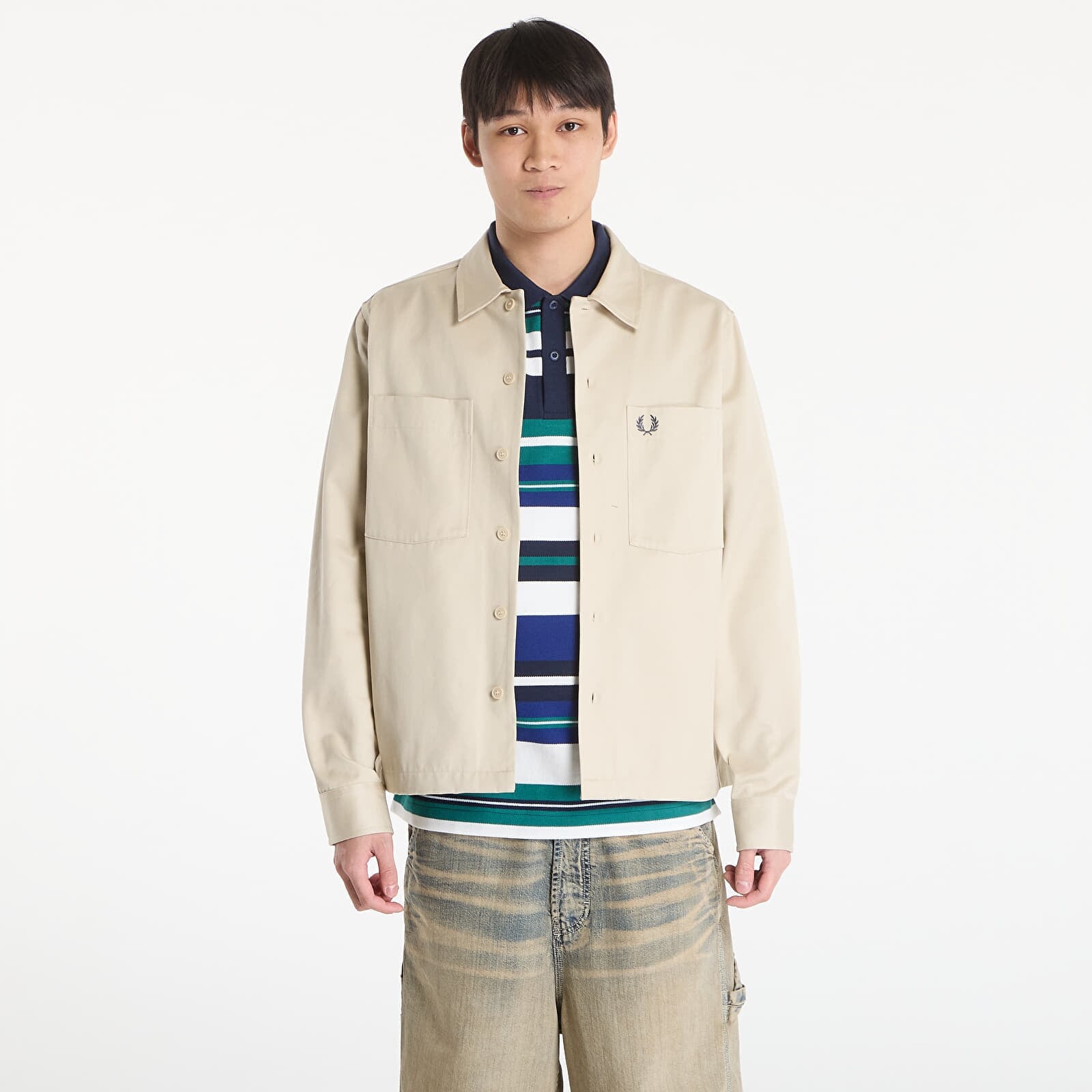 Bunda FRED PERRY Twill Overshirt Oatmeal L