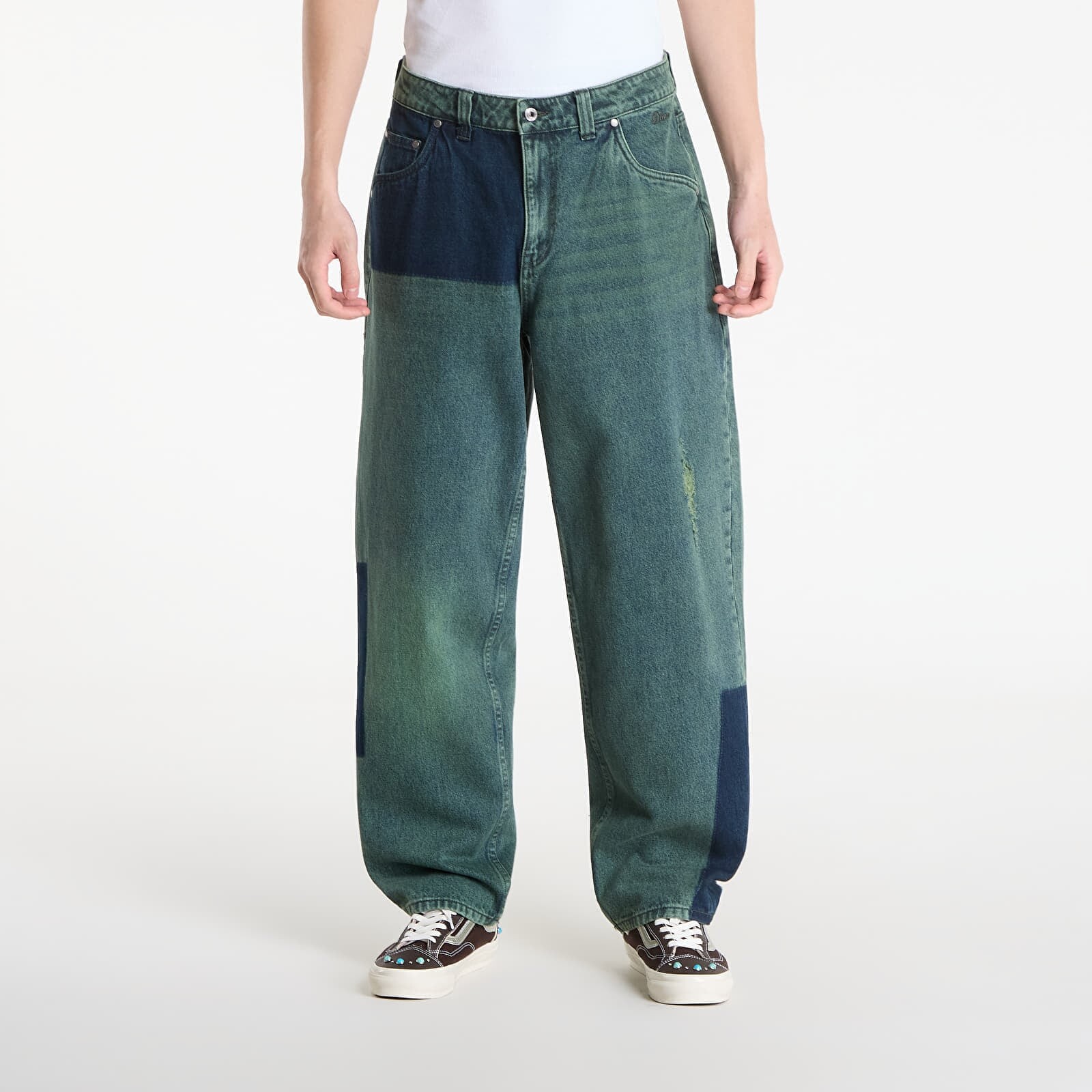 Džínsy DIME Baggy Denim Pants Distressed Green 30