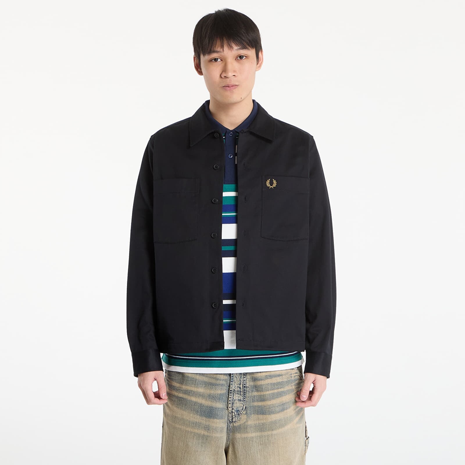 Košeľa FRED PERRY Twill Overshirt Black M