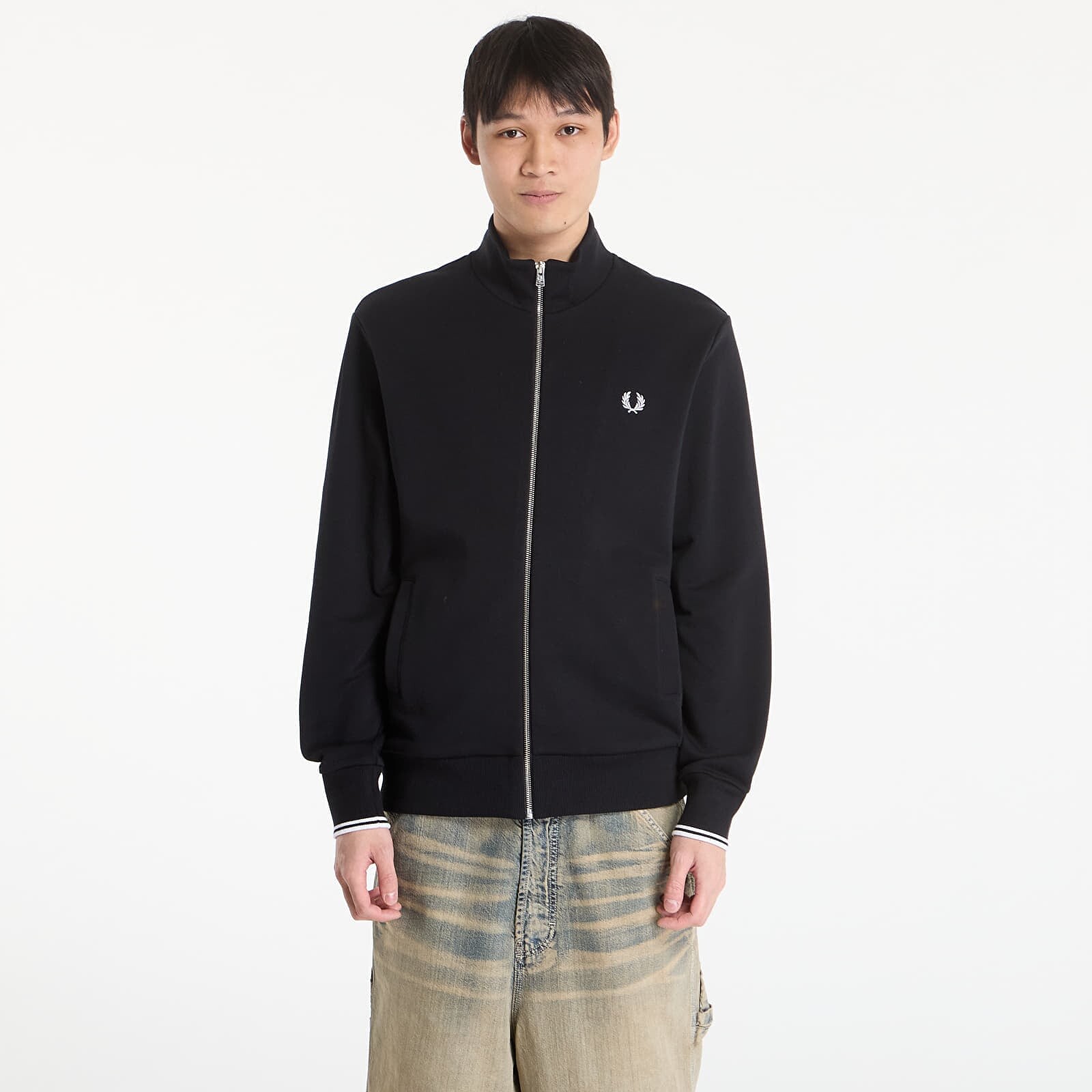 Mikina FRED PERRY Zip Through Sweatshirt Black L