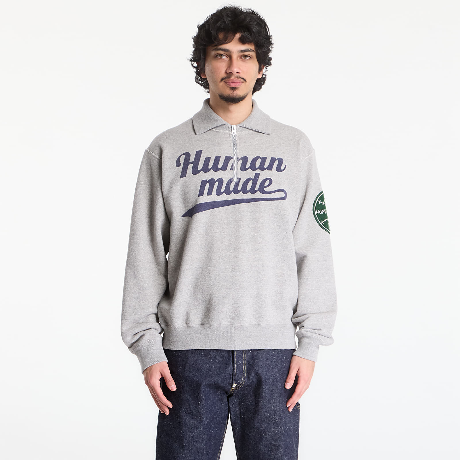 Mikina HUMAN MADE Half-Zip Sweatshirt Gray M
