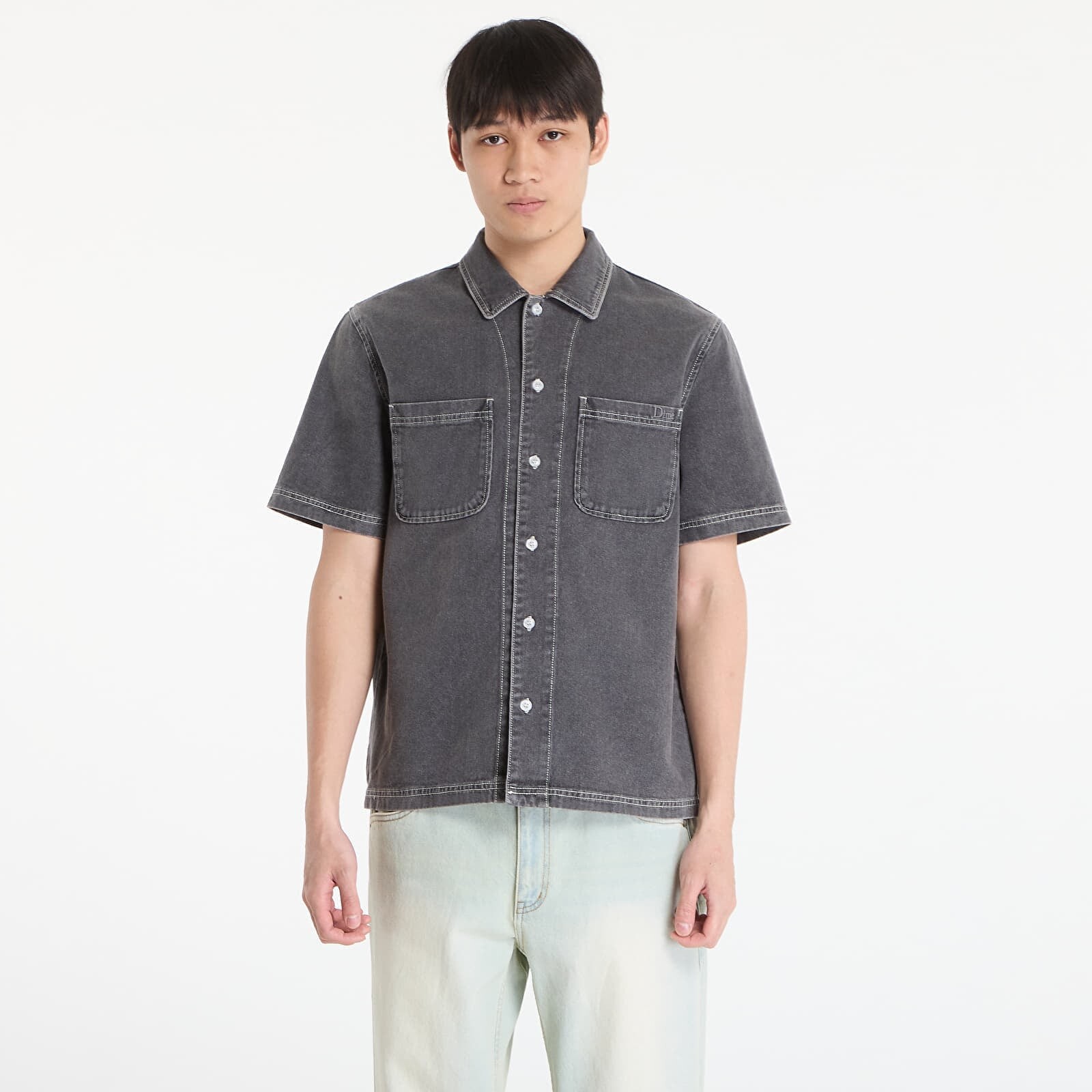 Košeľa DIME Stonewash Button Up UNISEX Black Washed L