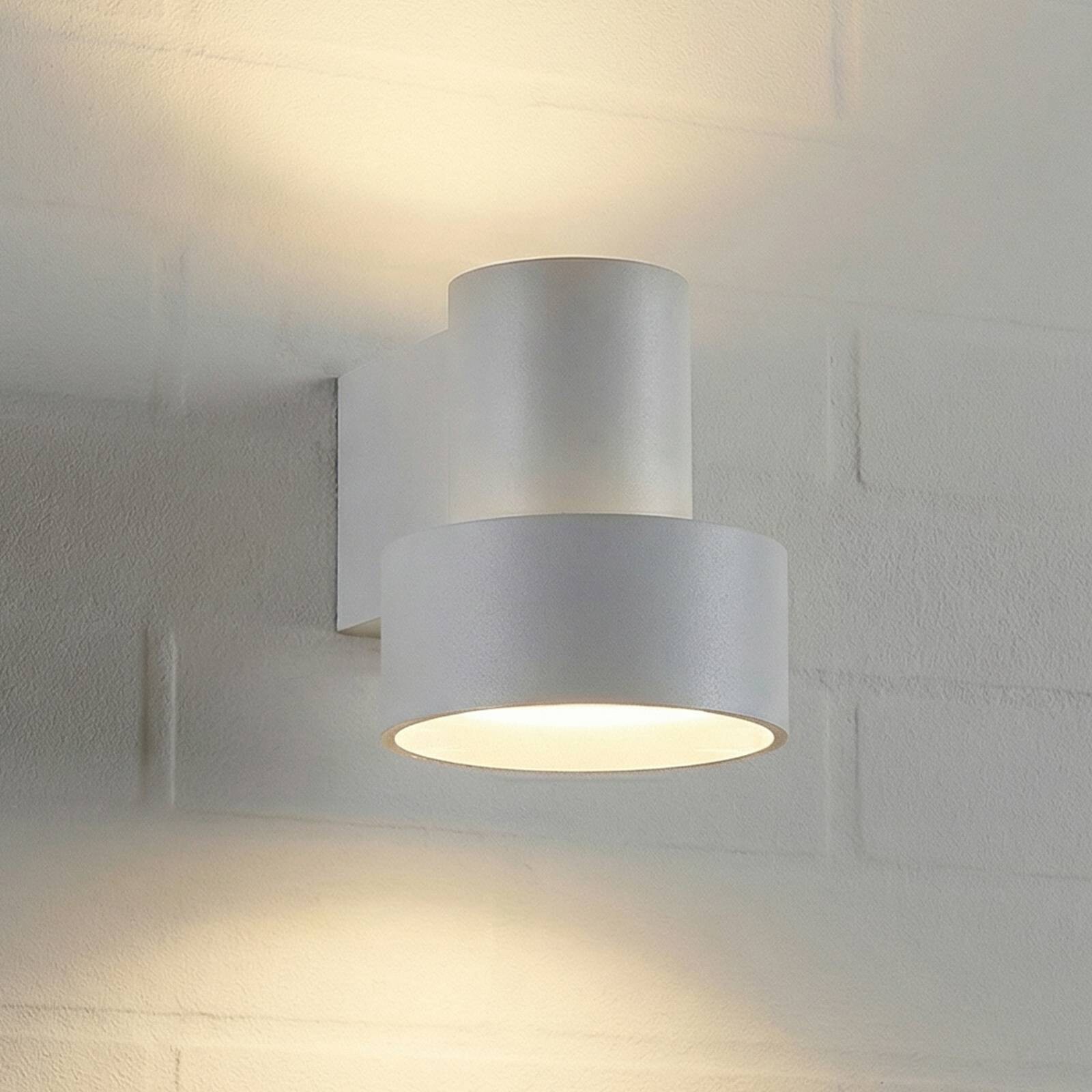 Vonkajšie LED nástenné svietidlo Lucande Elune, sivé, IP44, smerom nahor/nadol