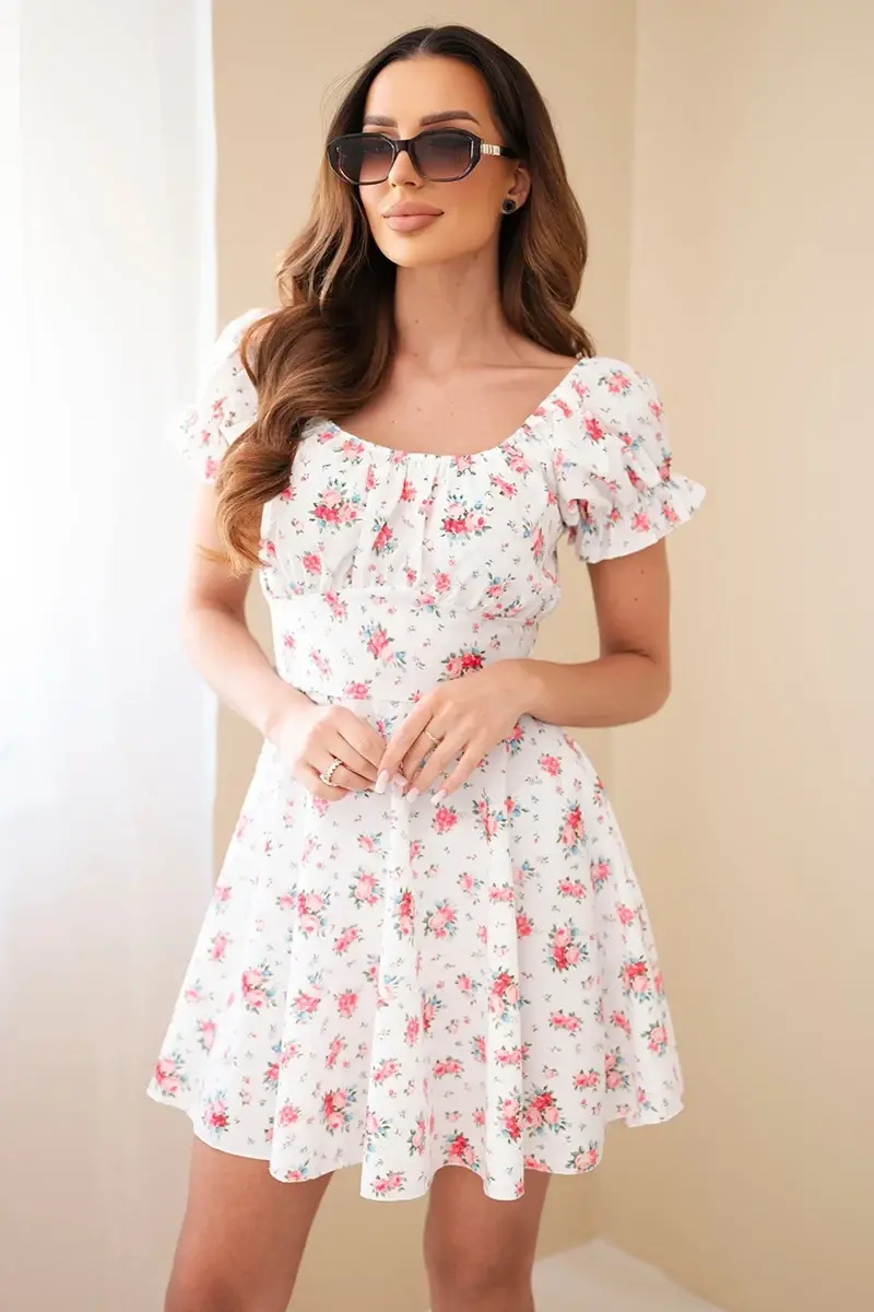 Dámske kvetinové šaty s riasenými rukávmi