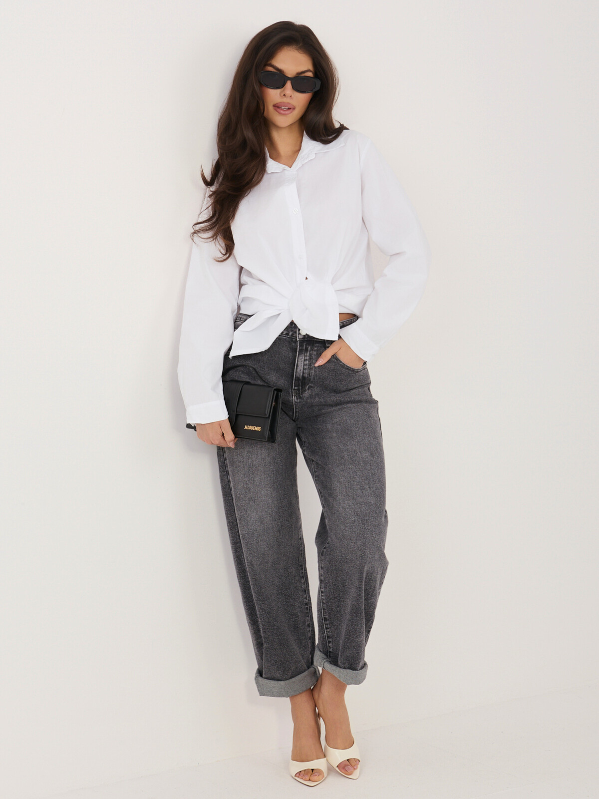 Biela rozopínacia košeľa s dlhým rukávom