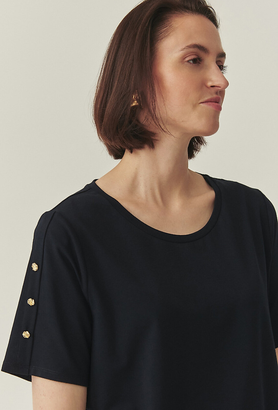 Námornícka modrá pletená blúzka Wiri Tatuum