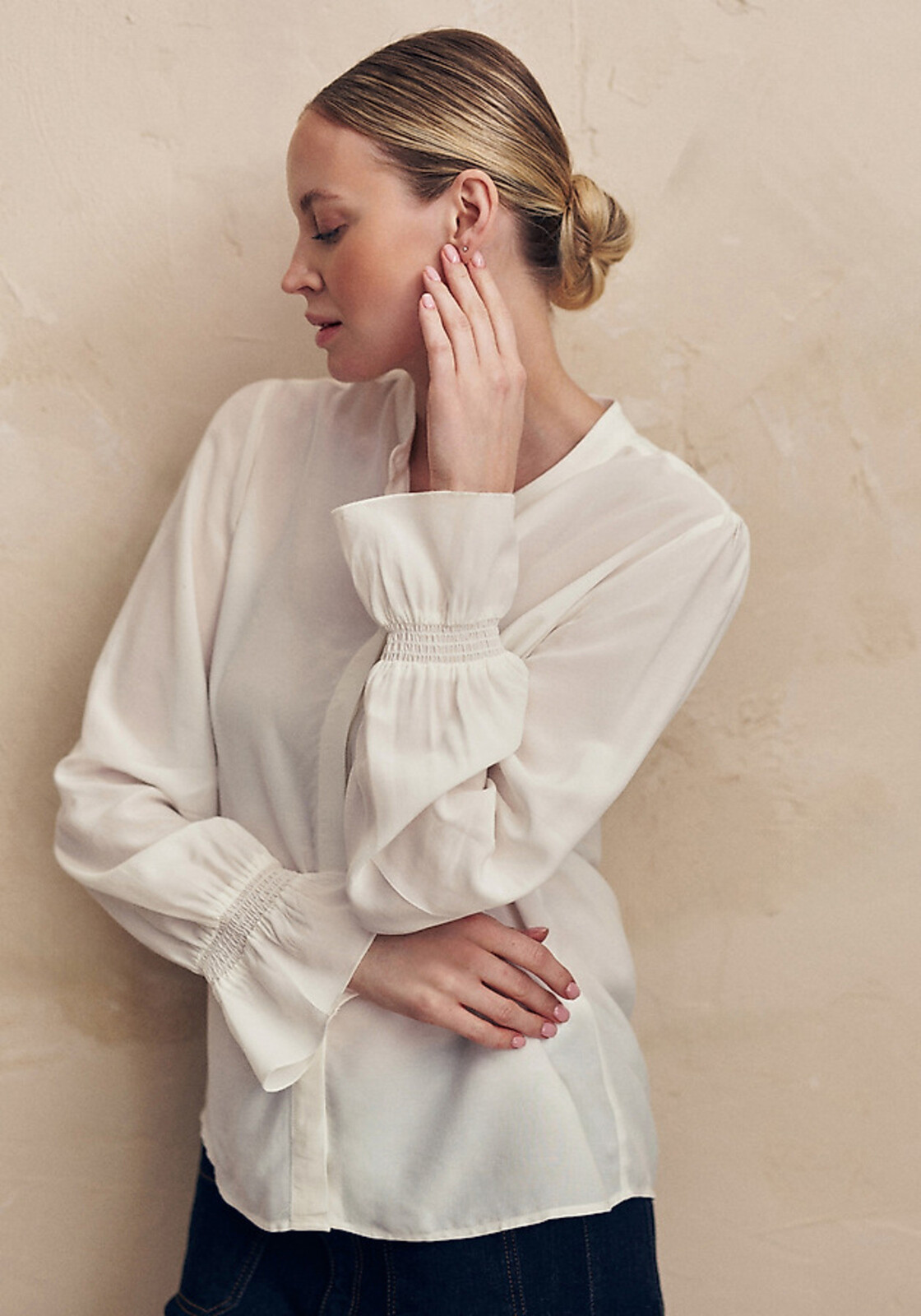 Ecru elegantná košeľa s viskózou Lenzing™Ecovero™