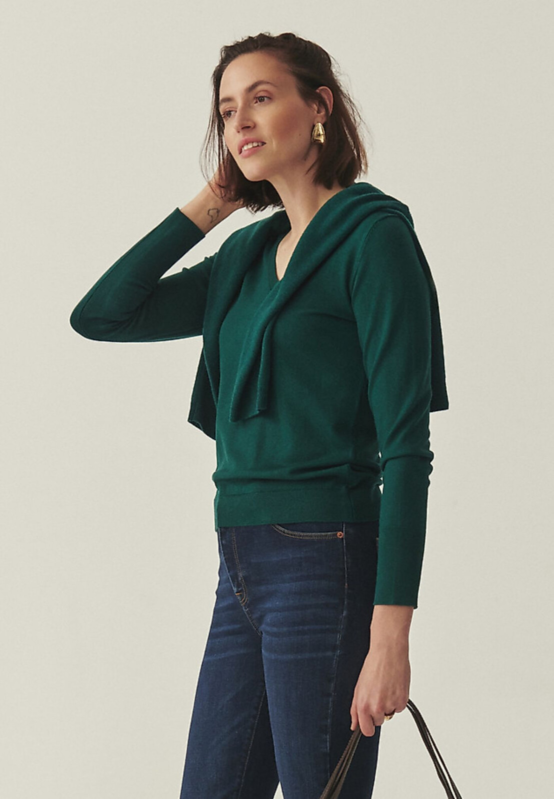 Zelený klasický sveter s Lenzing™Ecovero™