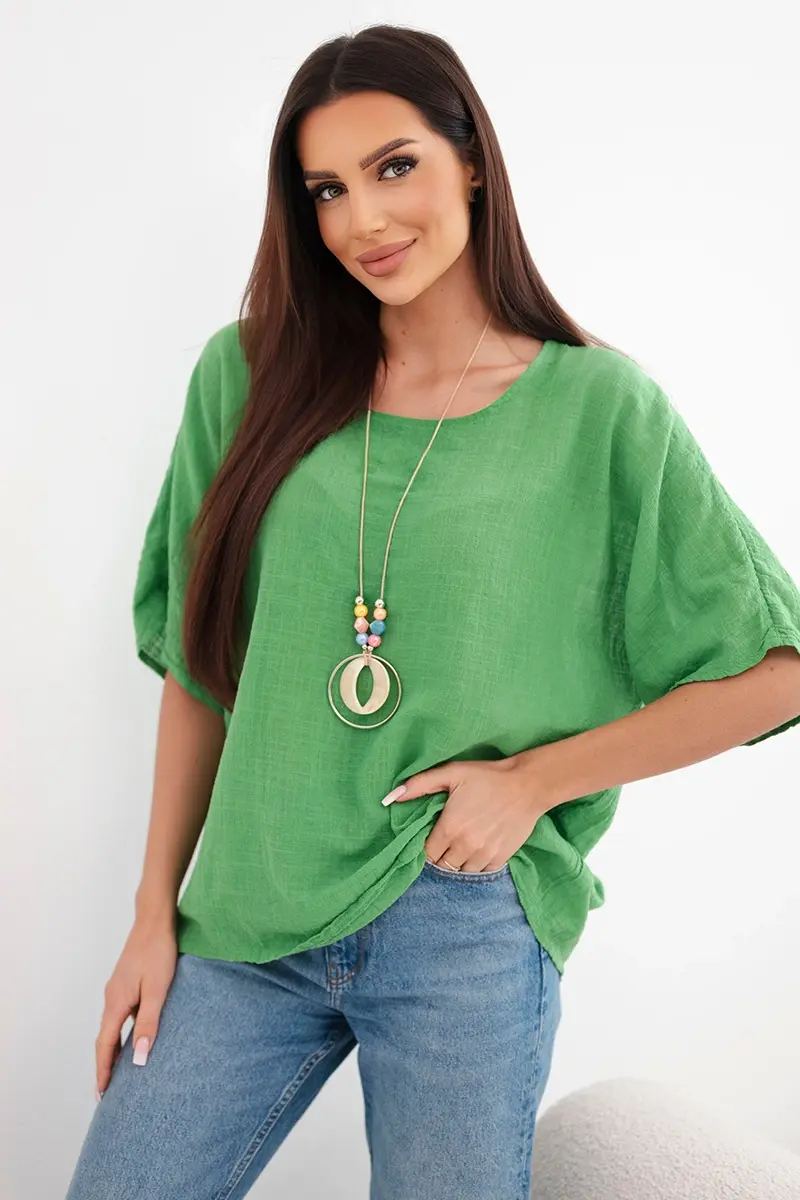 Dámska bavlnená oversized blúzka s krátkym rukávom