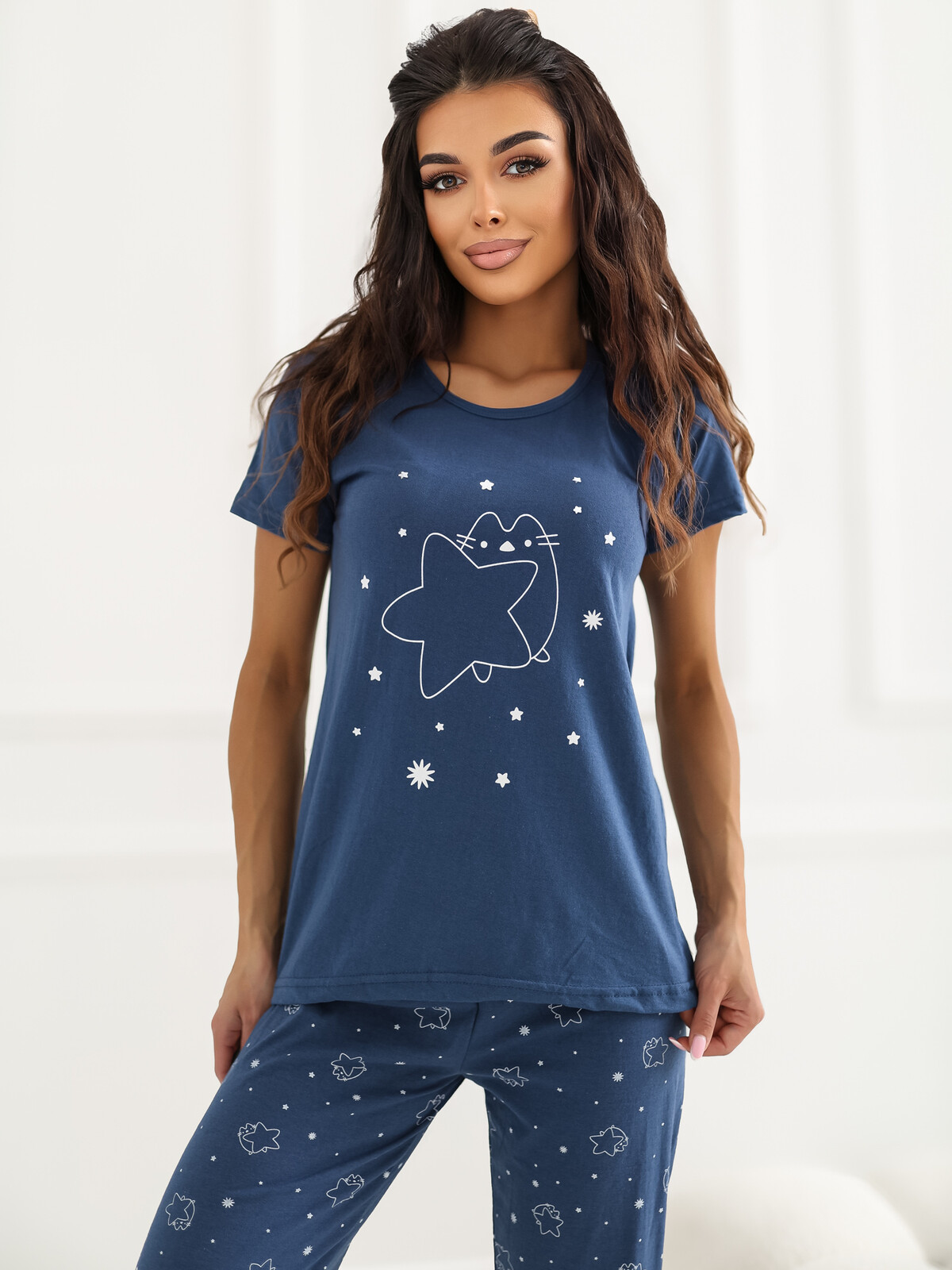 Dámska pyžama s potlačou - námornícka modrá