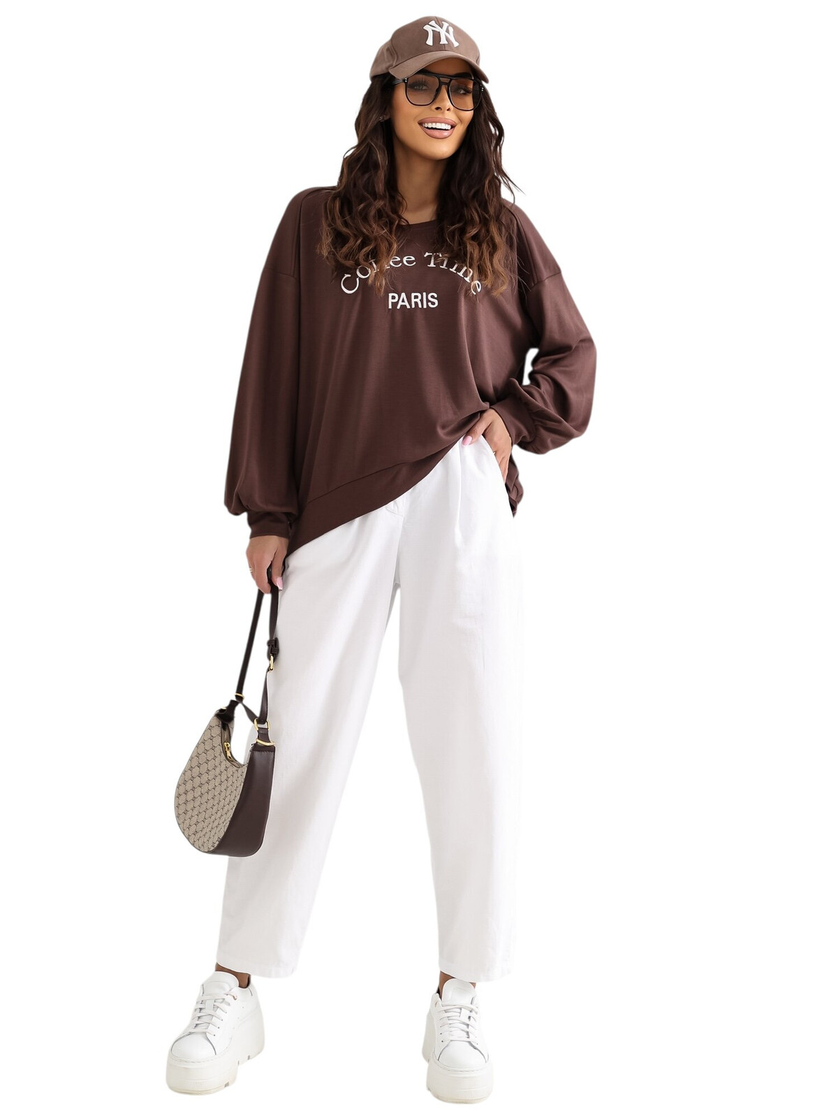 Hnedá oversize mikina RUE PARIS
