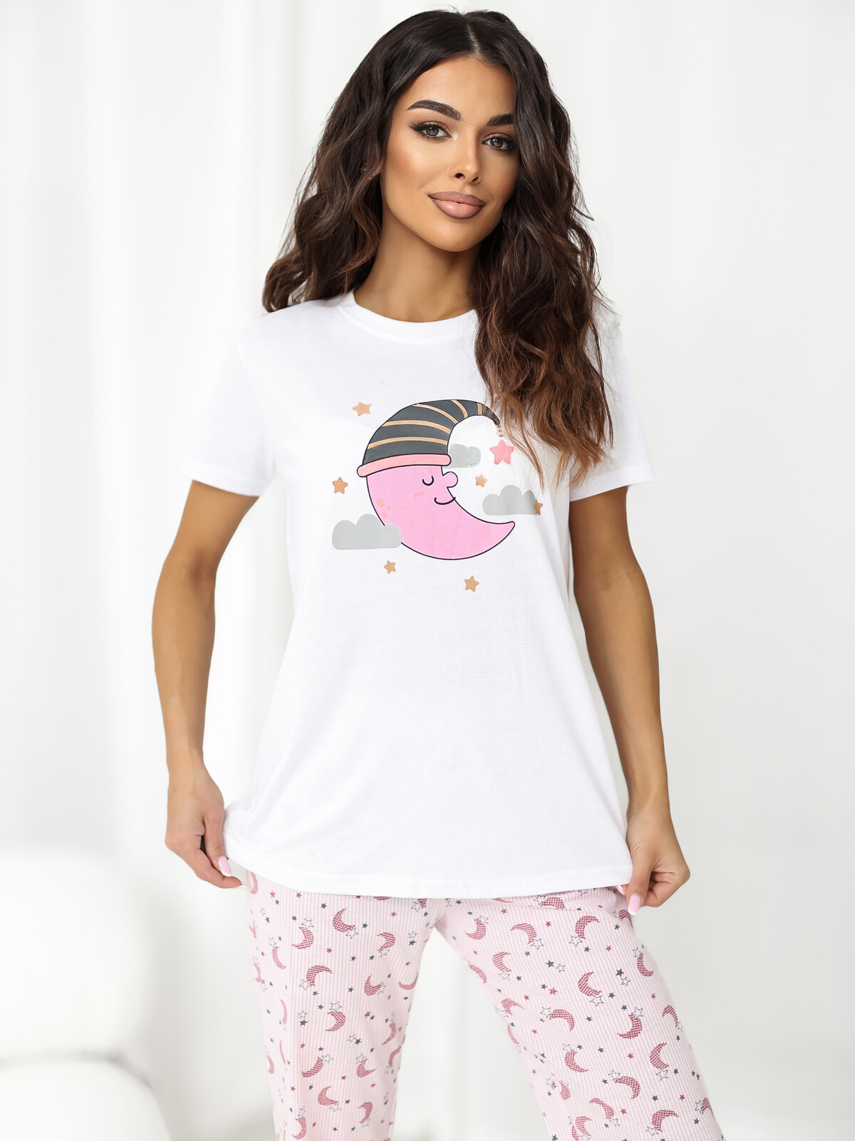 Ružové bavlnené pyžamo s papučami