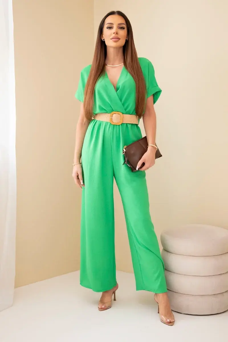 Kesi Włoski overal s ozdobným opaskom zelený