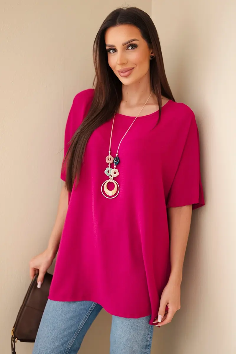 Kesi Włoski Oversized blúzka s príveskom, tmavo fialová