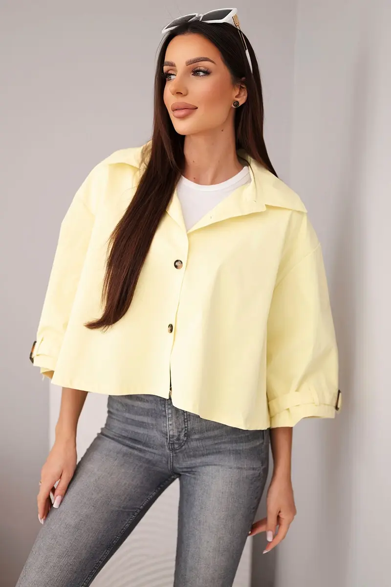 Kesi jarná dámska bavlnená bunda so žltými gombíkmi