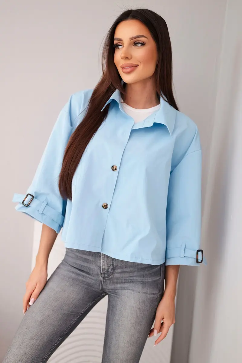 Kesi Włoski dámska prechodná bunda s golierom modrá